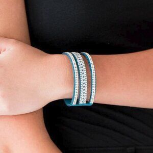 Paparazzi Jewelry Accessories - Rollin In Rhinestones - Blue Bracelet - Vintage